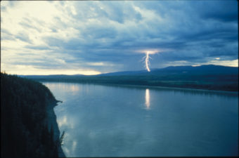 Lightning strikes somewhere in the Ray Mountains north of the Yukon River. (Photo by Ned Rozell)