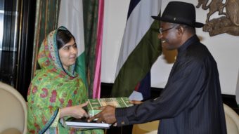 Malala Yousafzai, the well-known Pakistani activist, met with Nigerian President Goodluck Jonathan on Monday to discuss the plight of more than 200 kidnapped girls. AP