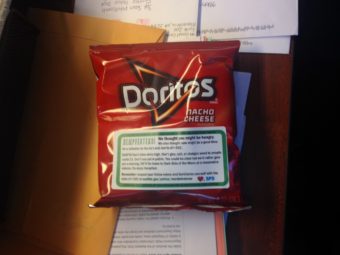 Seattle PD handed out these chips at Hempfest with stickers reminding users of the rules. (Alexandra Gutierrez/APRN)