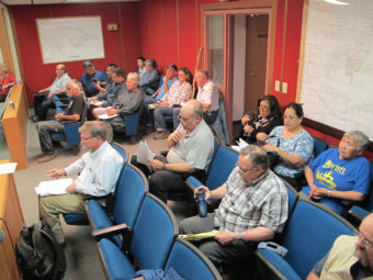 Bethel residents concerned about police actions and members of Bethel Sportsmans Club who spoke about the shooting range attended Tuesday’s meeting. (Photo by Ben Matheson / KYUK)