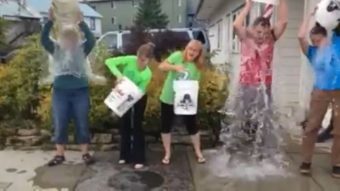 The Viking Travel team in Petersburg take on the Ice Bucket Challenge. (Photo courtesy Viking Travel)