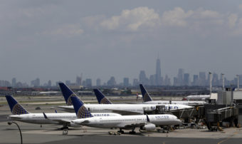 United Airlines jets are seen at the gate at Newark Liberty International Airport. Julio Cortez/AP