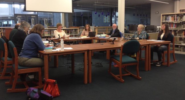 Tuesday's Juneau school board meeting was the first with new superintendent Mark  Miller. (Photo by Lisa Phu/KTOO)