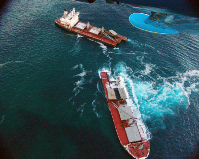 The Selendang Ayu broke apart a decade ago just off Unalaska Island. (Courtesy: USCG)
