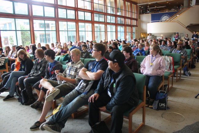 During orientation, all incoming students gathered at University of Alaska Southeast Egan Library to  hear a talk about consent. (Photos by Lisa Phu/KTOO)
