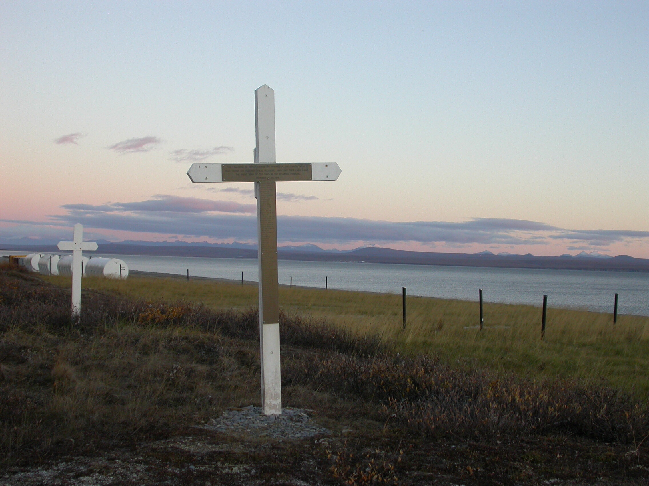 The site of a mass grave in Brevig Mission, Alaska, where 72 people were buried following their deaths during the Spanish flu breakout of 1918. (Photo by Ned Rozell/UAF Geophysical Institute)