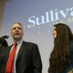 Republican U.S. Senate candidate Dan Sullivan greets supporters on election night in Anchorage. The as-yet-undecided race between Sullivan and Democratic incumbent Sen. Mark Begich was the hottest in the state. Ted S. Warren/AP