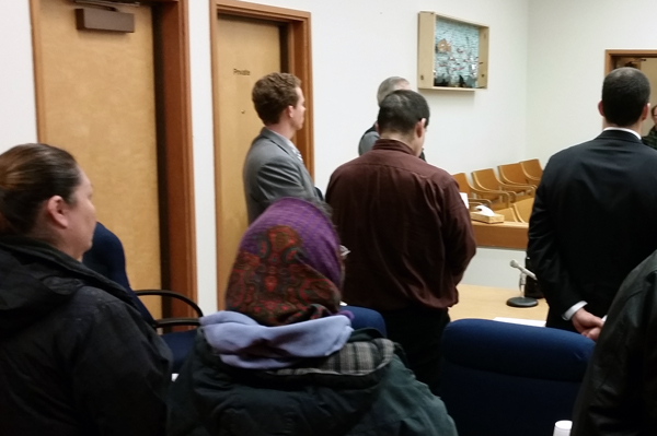 Leroy B. Dick Jr. stood as the jury entered the courtroom to deliver a guilty verdict Tuesday evening in Dillingham. (Photo by Dave Bendinger/ KDLG)