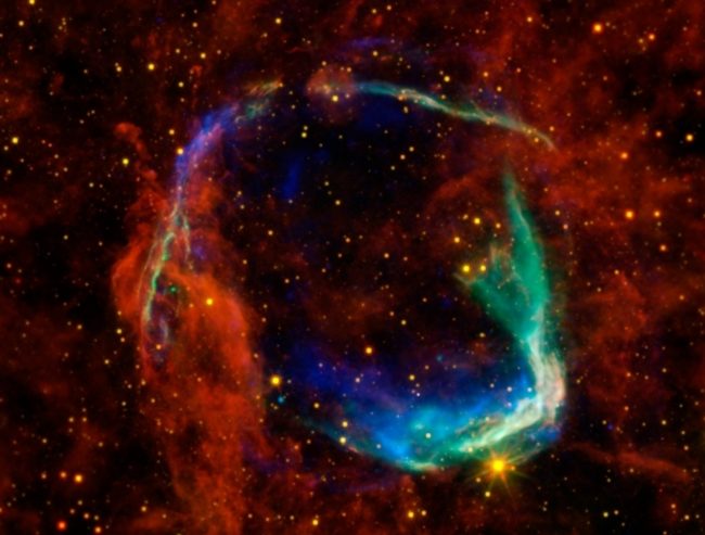 A blast from the past: Using data from four telescopes, NASA created this image of the first documented sighting of a supernova, made by Chinese astronomers in 185 A.D. NASA/JPL-Caltech/B. Williams