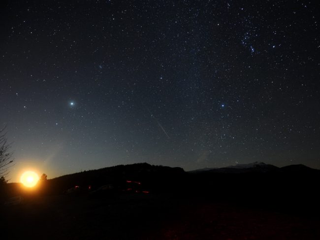 The Geminid meteor shower above Skopje, Macedonia, on Saturday. The Geminid meteor shower above Skopje, Macedonia, on Saturday. Robert AtanasovskiI/AFP/Getty Images