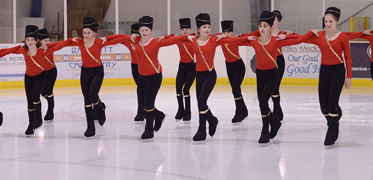 A group of Juneau Skating Club opens the group’s holiday recital to the song March of the Toy Soldiers.
