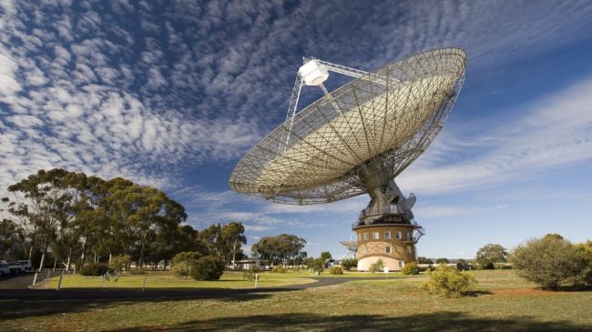 Australia's giant Parkes radio telescope detected a "fast radio burst," or FRB, last May. Researchers call FRBs, whose origins haven't been explained, "tantalizing mysteries of the radio sky." CSIRO/EPA /Landov