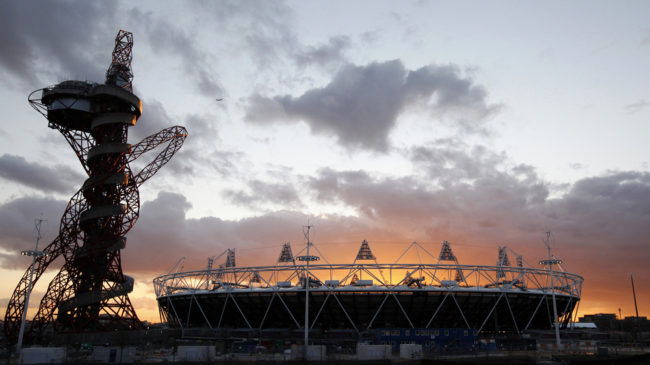 The London 2012 Olympic Stadium at sunset at the Olympic Park in London. The Smithsonian Institution is working to establish its first international museum outpost in London as that city redevelops its Olympic park. Alastair Grant/AP