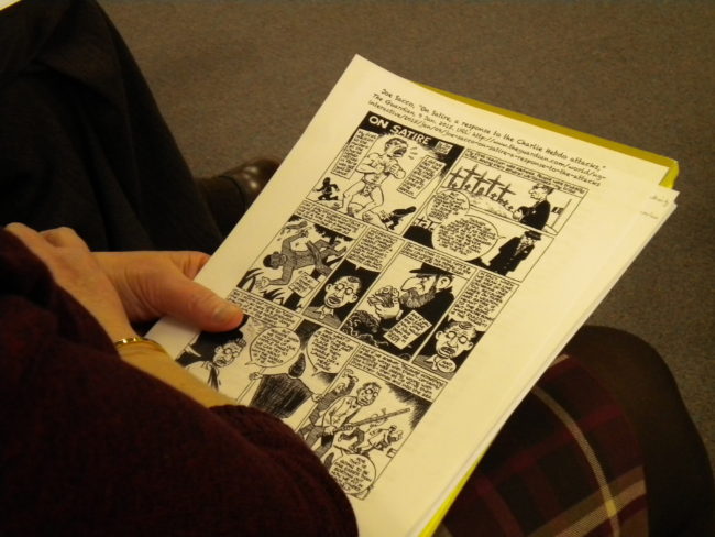 A comic strip by Joe Sacco was discussed by UAS professors during a public seminar named "I am (not) Charlie." 