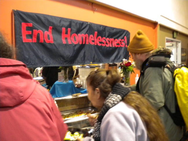 Locals experiencing housing or financial troubles could enjoy a free hot meal on Wednesday at the annual Project Homeless Connect event. Services from 28 local agencies trying to combat homelessness were also available. (Photo by Kevin Reagan/KTOO)