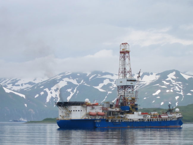 Shell wants to use its Noble Discoverer drill rig to explore the Chukchi Sea this summer. (Photo courtesy KUCB)