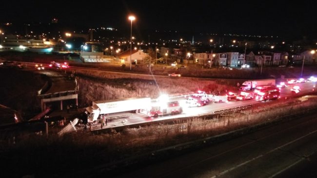 One construction worker was killed and a truck driver injured when a section of an I-75 overpass collapsed Monday night. Cincinnati City Manager Harry Black says they don't know why the section of road fell. Bill Rinehart/WVXU 