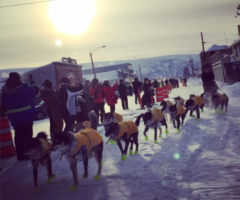 Brent Sass was the first musher to reach Dawson during the 2015 Yukon Quest. (Photo by Emily Schwing/KUAC)