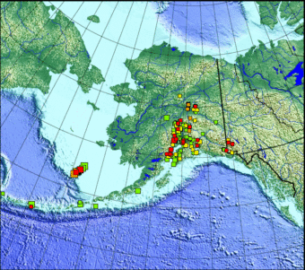 A swarm of earthquakes have been recorded in the central Bering Sea. (Credit: AEIC)