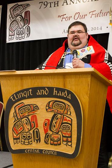 Tlingit-Haida Central Council President Richard Peterson addresses the tribal assembly in March 2014. Peterson just announced the council has OK'd same-sex tribal marriages. (Courtesy THCC)
