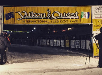 Yukon Quest finish line. (Photo by Emily Schwing, KUAC – Fairbanks)