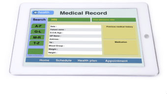 Medical record display on tablet for e-health technology. (iStockphoto)