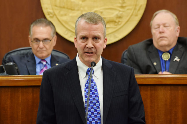 U.S. Sen. Dan Sullivan, R-Alaska, addresses the 29th Alaska Legislature, March 23, 2015. (Photo by Skip Gray/360 North)