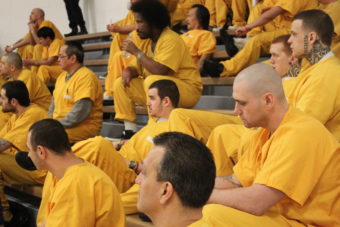 Inmates at Lemon Creek Correctional Center and outside volunteers participate in the Success Inside and Out program in 2015. The annual program offers resources to soon-to-be-released inmates, but many similar events and rehabilitative programs have been suspended indefinitely during the COVID-19 pandemic. (Photo by Lisa Phu/KTOO)