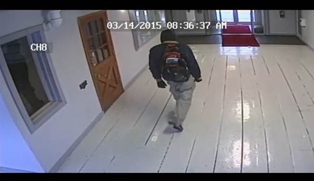 Video surveillance footage from the hallway outside Pel Meni was provided to Juneau Police Department on March 23. (Image courtesy Juneau Police Department)