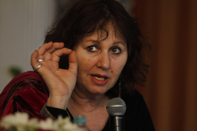 British filmmaker Leslee Udwin addresses a news conference about her film India's Daughter. India has ordered the film not to be shown pending an investigation into how filmmakers were able to interview the men convicted of the deadly rape of a 23-year-old woman in 2012. Altaf Qadri/AP