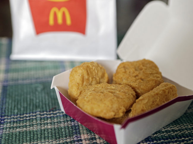 An order of McDonald's Chicken McNuggets in Olmsted Falls, Ohio. McDonald's says it plans to start using chicken raised without antibiotics important to human medicine. Mark Duncan/AP