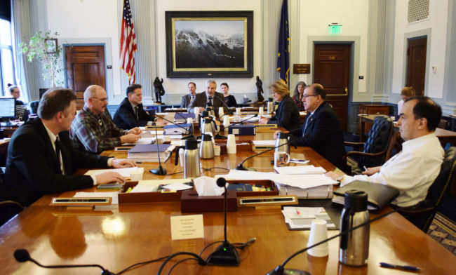 Alaska Senate Finance Committee members make their final comments on the state operating budget before passing it, April 2, 2015. (Photo by Skip Gray/360 North)