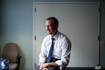 "There are two ways to go forward from here, and history shows this," Martin O'Malley said of the two parties' approaches to fixing the economy. "One path is a sensible rebalancing that calls us back to our tried and true success story as the land of opportunity. The other is pitchforks." (Photo by Ariel Zambelich/NPR)