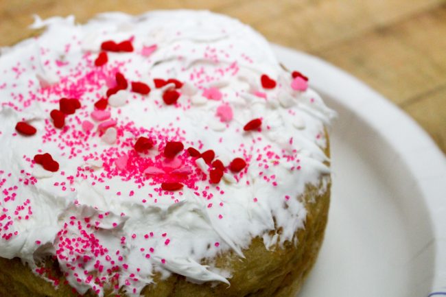 The finished product: a decorative loaf of kulich (Elizabeth Jenkins/KTOO) 