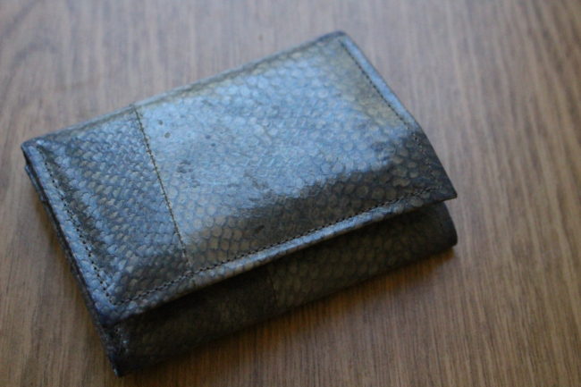 Tidal Vision's salmon leather wallets will retail for about $75. (photo by Elizabeth Jenkins/KTOO) 