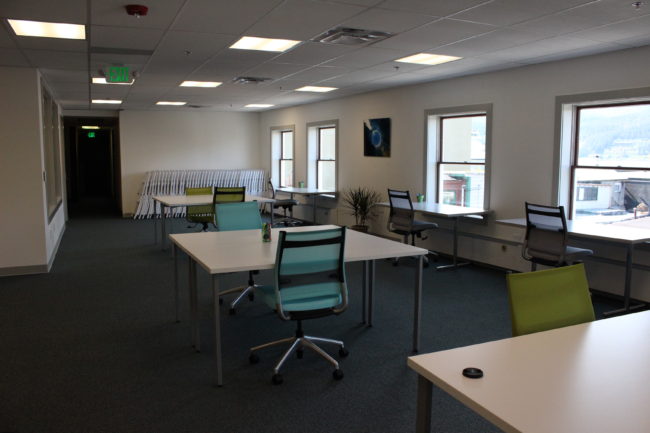 The Boardroom has enough work stations for 20 people. (photo by Elizabeth Jenkins/KTOO) 