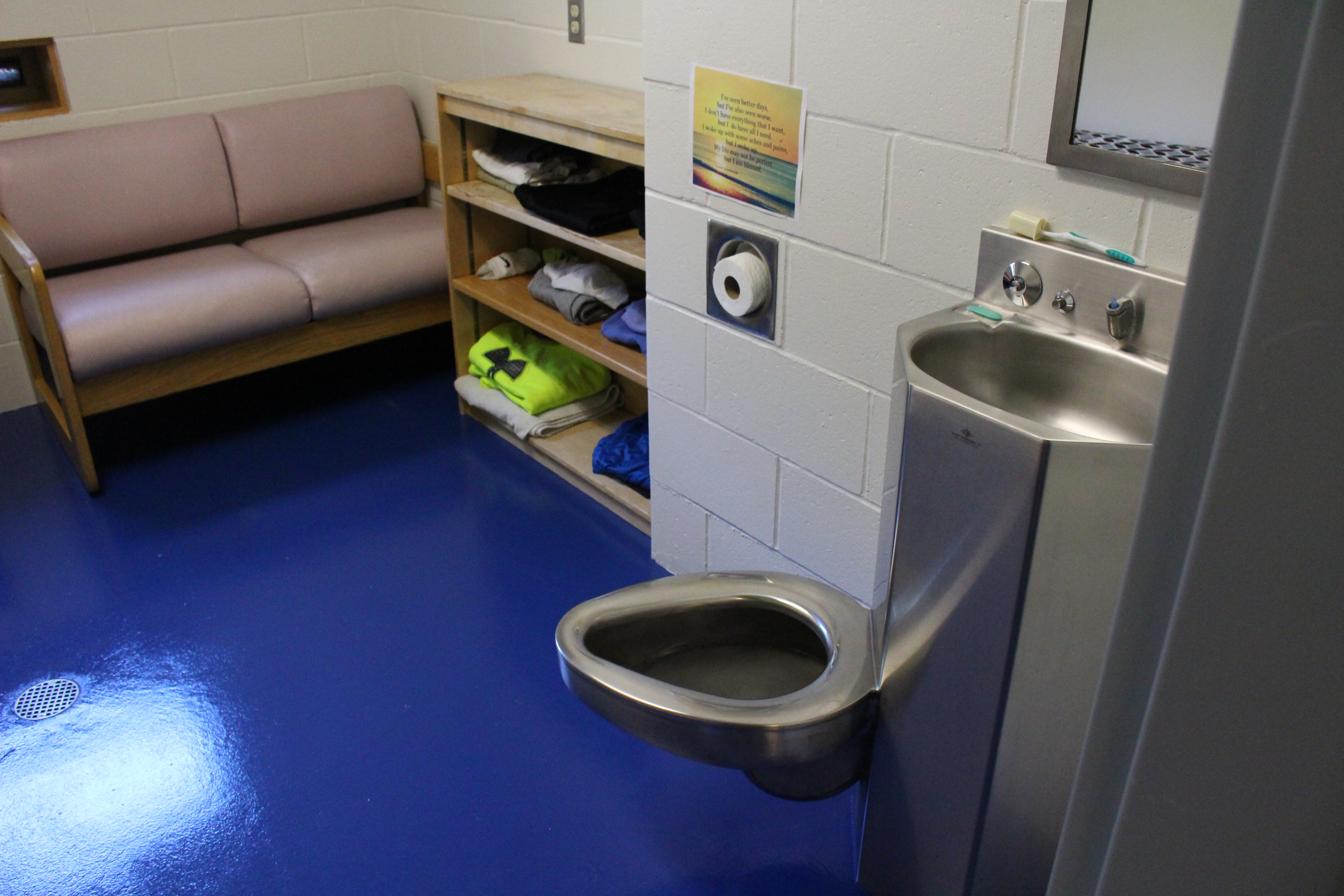 A "soft" room at the Johnson Youth Center. Residents must earn points to receive amenities like a couch. (photo by Elizabeth Jenkins/KTOO)