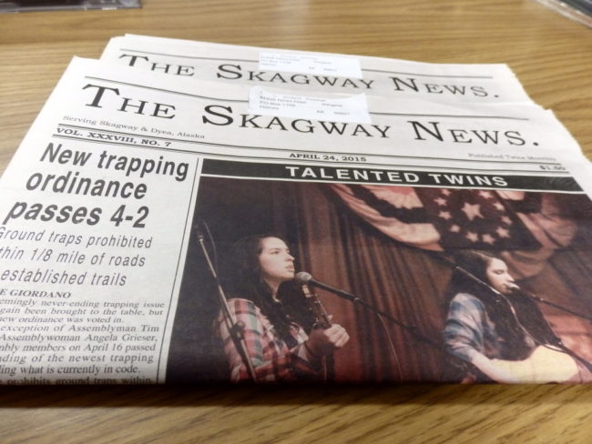 A recent edition of The Skagway News, before new owners took over in May. (photo by Margaret Friedenauer/KHNS)