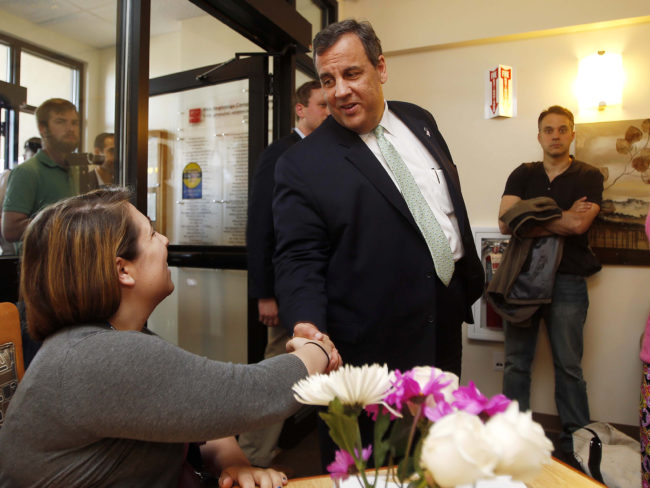 New Jersey Gov. Chris Christie participated in a roundtable discussion at the Farnum Center in Manchester, N.H. earlier this month. Jim Cole/AP
