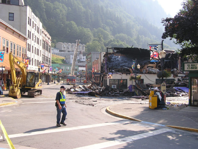 The aftermath of the 2004 fire that destroyed the Skinner Building. (Creative Commons photo by Gillfoto)