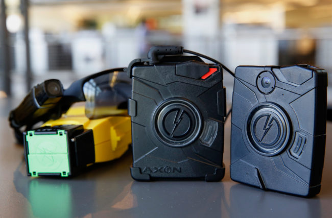 Taser International is now selling police departments the technology to store videos from body cameras. Patrick T. Fallon/Bloomberg via Getty Images