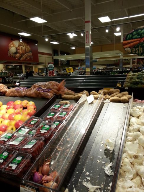 Produce shelves at Juneau's Fred Meyer store on June 8, 2015. An electrical problem on the Juneau-bound M/V Columbia kept a refrigerated shipment  from making it. (Photo by @EJensen2)