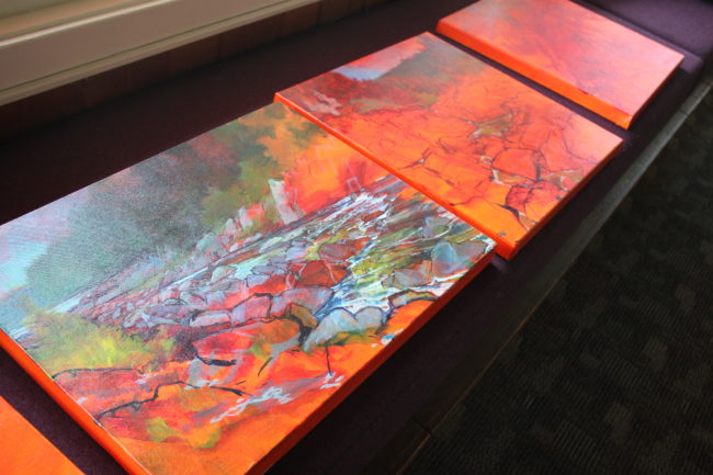 Baltuck's work during the residency depict scenes of the park. (Photo by Lisa Phu/KTOO)