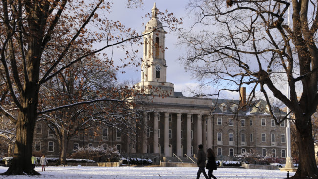 The Penn State University campus in State College, Pa. A new state law requires university professors to get a background check every three years and have their fingerprints taken. Gene J. Puskar/AP
