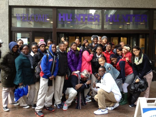 Students from a Harlem Children's Zone school visit Hunter College in New York. College visits are one way schools encourage students to attend college after graduation; now, a growing number of schools are working to help students succeed in college as well. Courtesy of Harlem Children's Zone