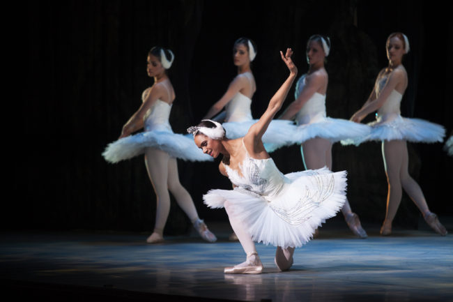 Misty Copeland (center) performed in the Washington Ballet production of Swan Lake in April. Emily Jan/NPR