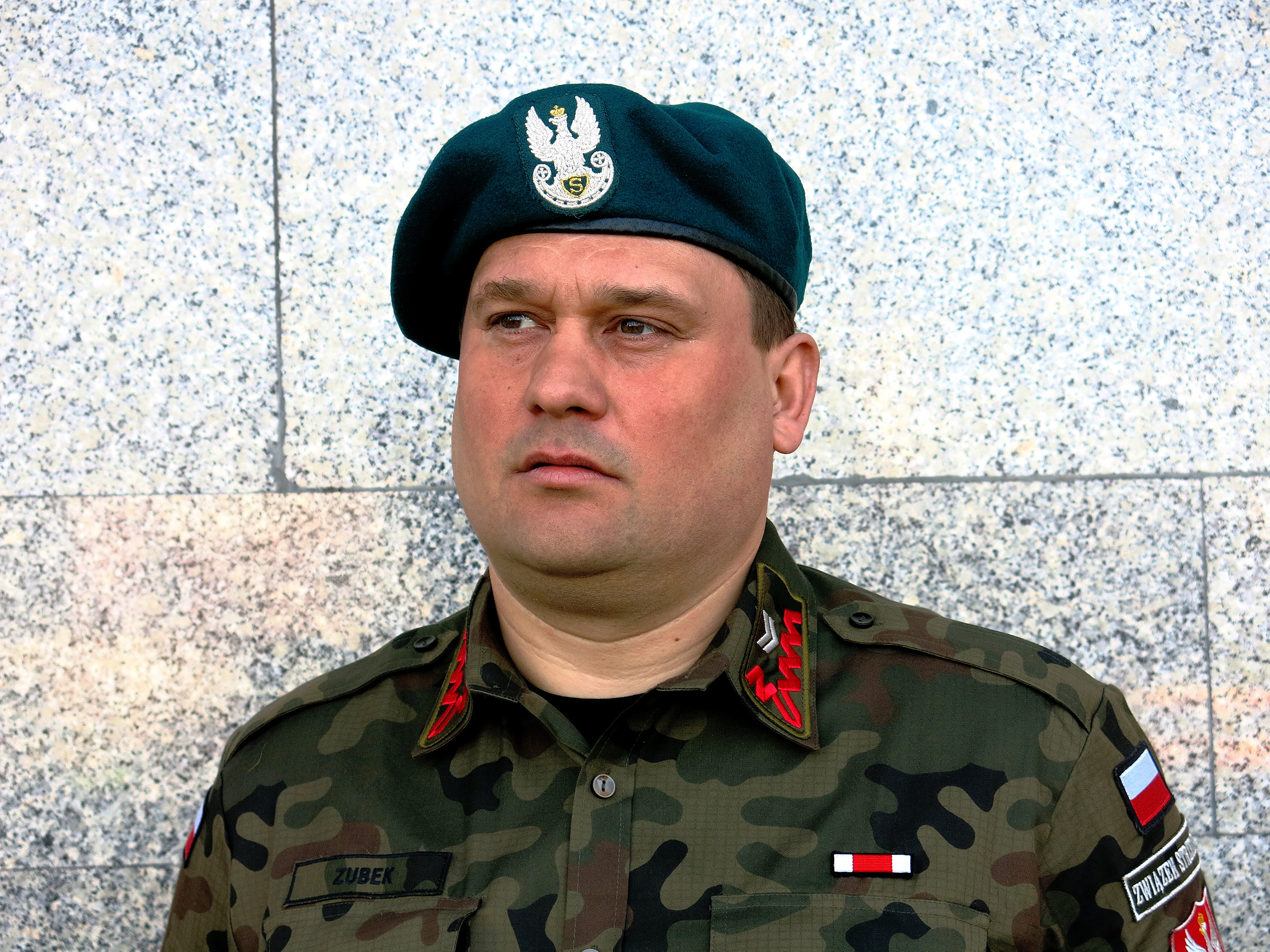 "We have a chance to make something that helps in the defense of our country," says Waldemar Zubek, a staff sergeant with a Polish militia. (Photo by Soraya Sarhaddi Nelson/NPR)