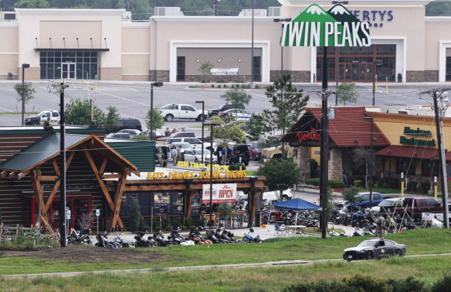 Motorcycle gang-related gunfire killed nine people at the Twin Peaks restaurant in Waco, Texas, on May 17. More than 170 people were arrested on charges of "engaging in organized criminal activity." Jerry Larson/AP