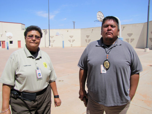 Sgt. Barbara Johnson and Corrections Lt. Robbin Preston run the Tuba City Juvenile Detention Center on the Navajo Nation. Laurel Morales/NPR