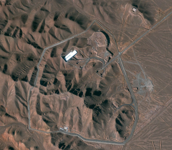 A satellite image shows the Fordow facility in Iran. Under an agreement with six world powers, Iran would stop enriching uranium at the facility. DigitalGlobe/Getty Images